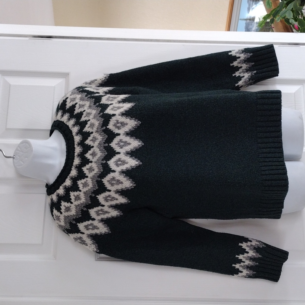 LL Bean 100% Lambswool Sweater Green Size S